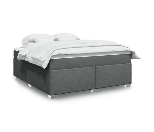 Cama box spring con colchón tela gris oscuro 180x200 cm