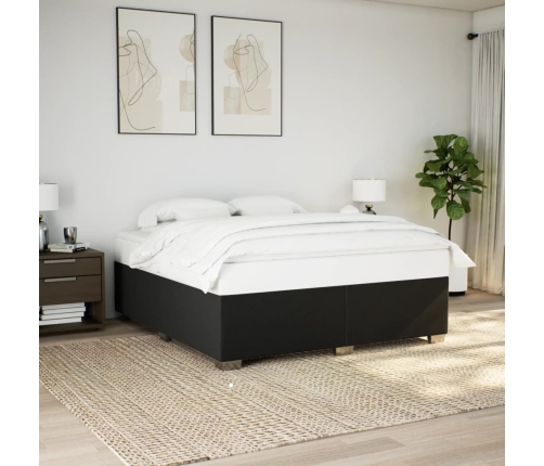 Cama box spring con colchón tela negro 180x200 cm