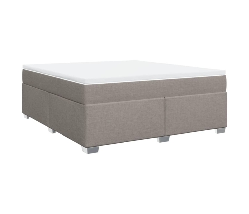 Cama box spring con colchón tela gris taupe 180x200 cm