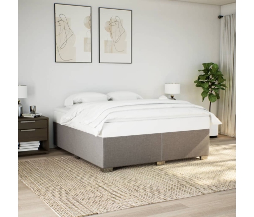 Cama box spring con colchón tela gris taupe 180x200 cm