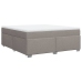 Cama box spring con colchón tela gris taupe 180x200 cm