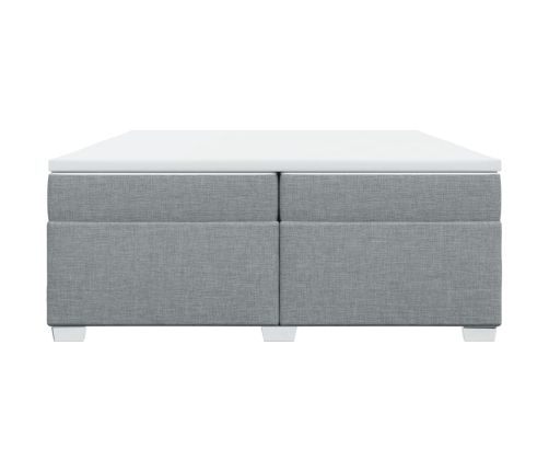 Cama box spring con colchón tela gris claro 200x200 cm