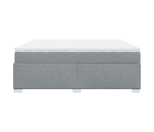 Cama box spring con colchón tela gris claro 200x200 cm
