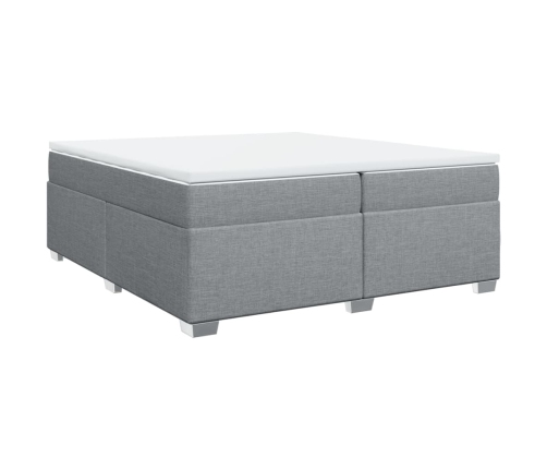 Cama box spring con colchón tela gris claro 200x200 cm