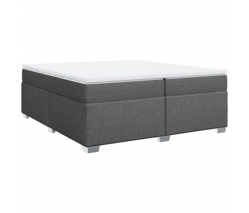 Cama box spring con colchón tela gris oscuro 200x200 cm