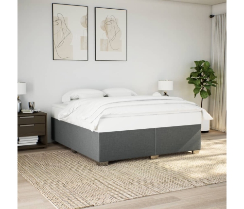 Cama box spring con colchón tela gris oscuro 200x200 cm