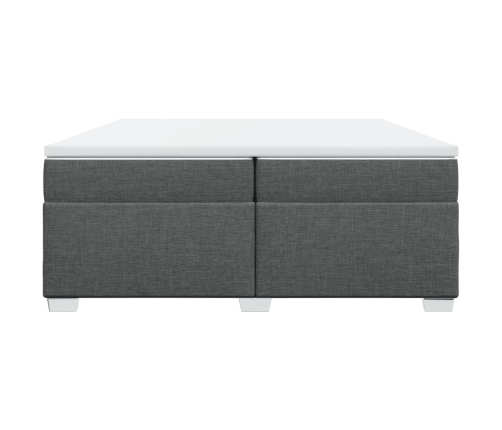 Cama box spring con colchón tela gris oscuro 200x200 cm