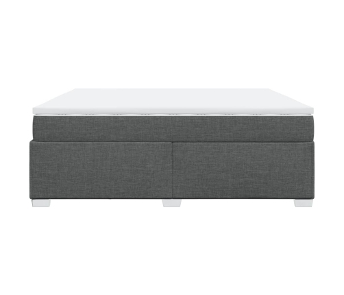 Cama box spring con colchón tela gris oscuro 200x200 cm