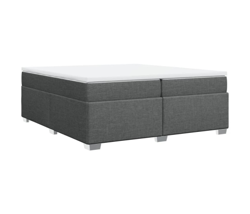 Cama box spring con colchón tela gris oscuro 200x200 cm