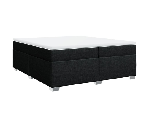 Cama box spring con colchón tela negro 200x200 cm