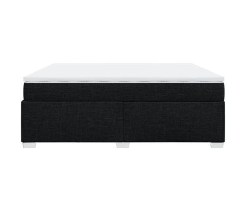 Cama box spring con colchón tela negro 200x200 cm