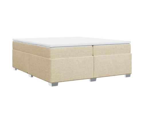 Cama box spring con colchón tela color crema 200x200 cm