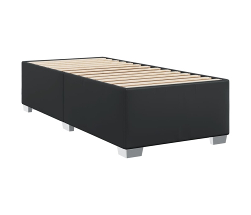 Cama box spring con colchón cuero sintético negro 80x200 cm