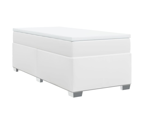 Cama box spring con colchón cuero sintético blanco 80x200 cm