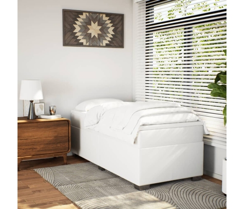 Cama box spring con colchón cuero sintético blanco 80x200 cm