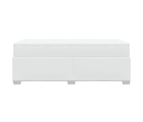 Cama box spring con colchón cuero sintético blanco 80x200 cm