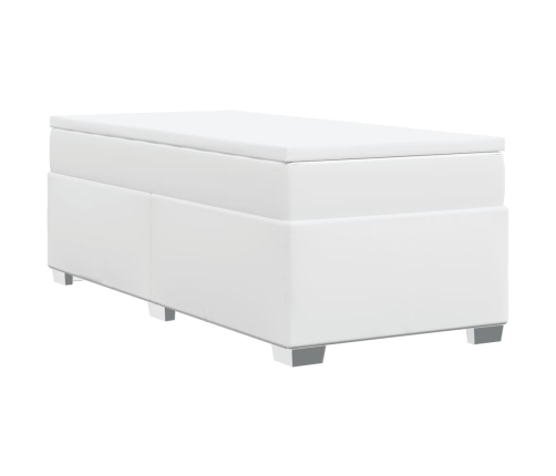 Cama box spring con colchón cuero sintético blanco 80x200 cm