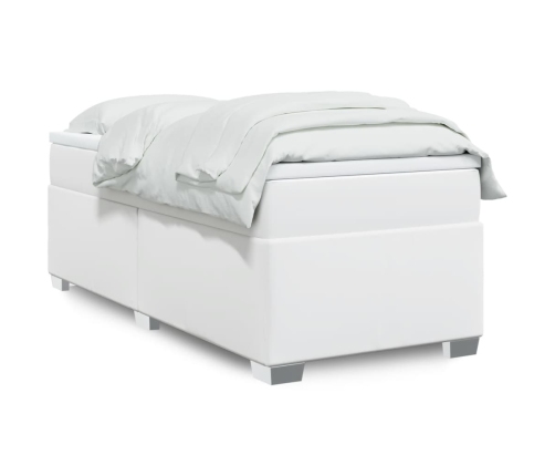 Cama box spring con colchón cuero sintético blanco 80x200 cm