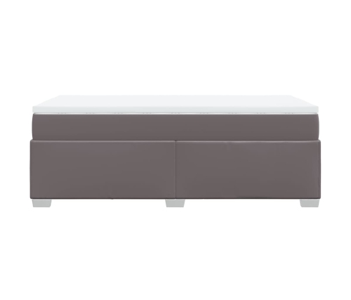 Cama box spring con colchón cuero sintético gris 80x200 cm