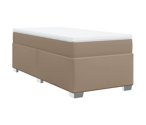 Cama box spring con colchón cuero sintético capuchino 80x200 cm