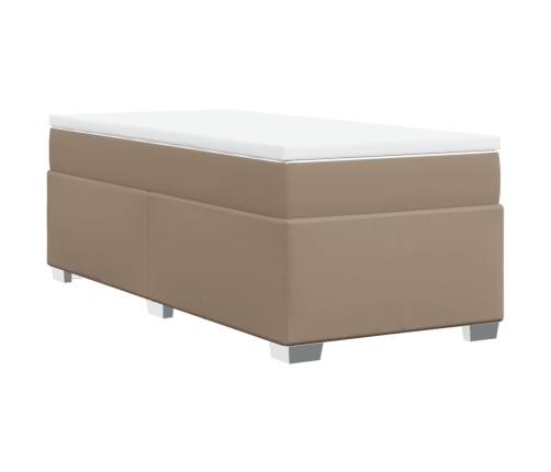 Cama box spring con colchón cuero sintético capuchino 80x200 cm