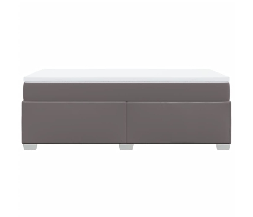 Cama box spring con colchón cuero sintético gris 90x190 cm