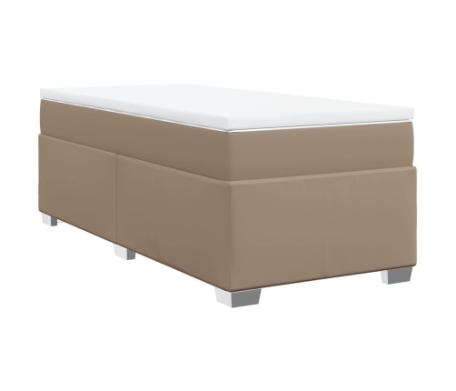 Cama box spring con colchón cuero sintético capuchino 90x190 cm