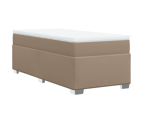 Cama box spring con colchón cuero sintético capuchino 90x190 cm