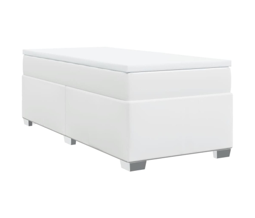 Cama box spring con colchón cuero sintético blanco 100x200 cm