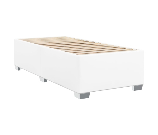 Cama box spring con colchón cuero sintético blanco 100x200 cm