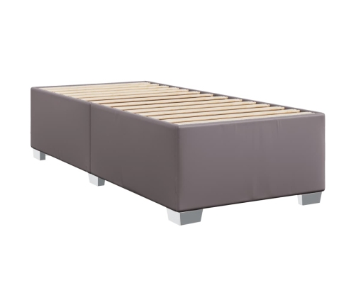 Cama box spring con colchón cuero sintético gris 100x200 cm