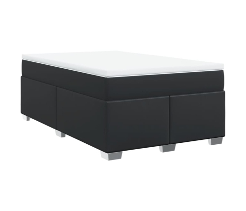 Cama box spring con colchón cuero sintético negro 120x190 cm