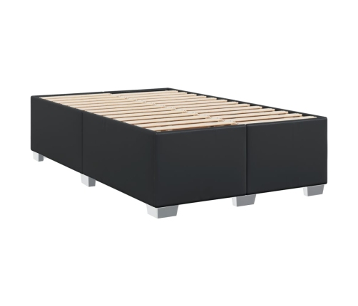 Cama box spring con colchón cuero sintético negro 120x190 cm