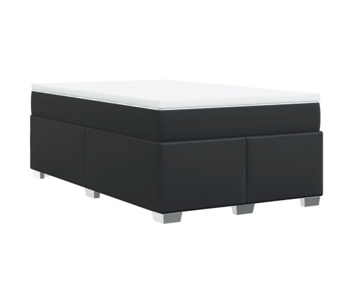 Cama box spring con colchón cuero sintético negro 120x190 cm