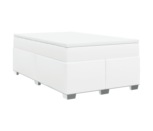 vidaXL Cama box spring con colchón cuero sintético blanco 120x190 cm