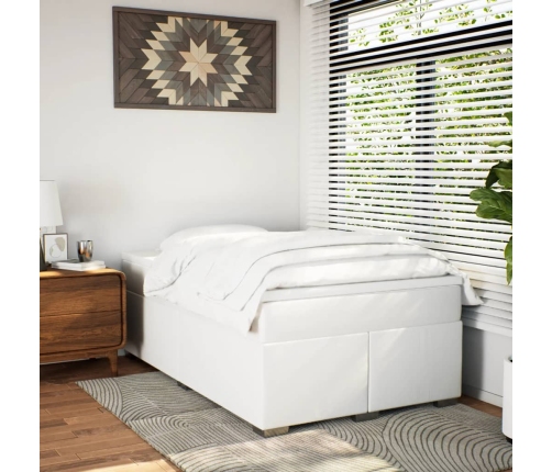 vidaXL Cama box spring con colchón cuero sintético blanco 120x190 cm