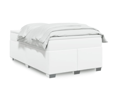 vidaXL Cama box spring con colchón cuero sintético blanco 120x190 cm