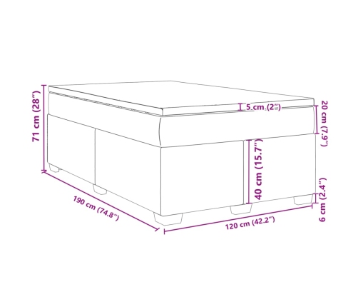 Cama box spring con colchón cuero sintético gris 120x190 cm