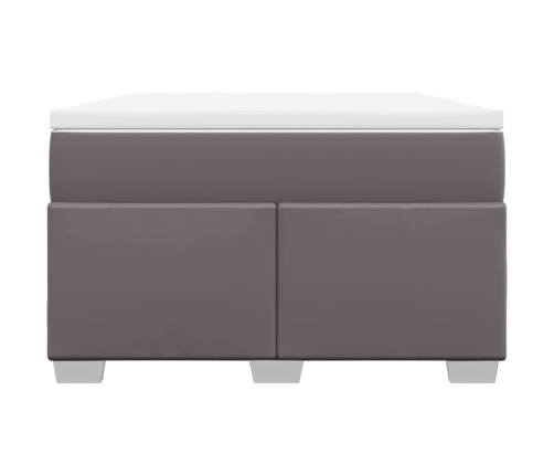 Cama box spring con colchón cuero sintético gris 120x190 cm