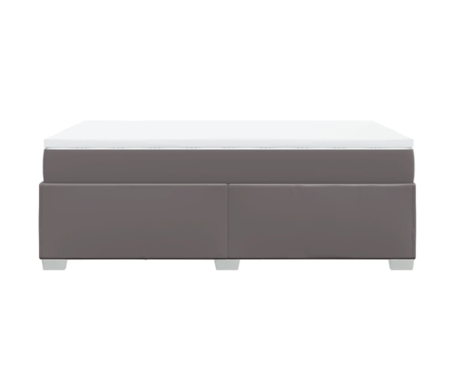 Cama box spring con colchón cuero sintético gris 120x190 cm