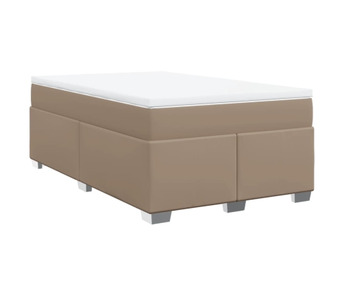 Cama box spring con colchón cuero sintético capuchino 120x200cm