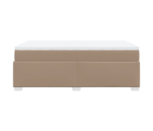 Cama box spring con colchón cuero sintético capuchino 120x200cm