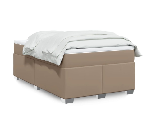 Cama box spring con colchón cuero sintético capuchino 120x200cm
