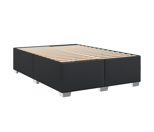 Cama box spring con colchón cuero sintético negro 140x190 cm