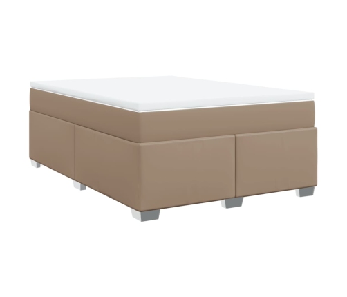 Cama box spring con colchón cuero sintético capuchino 140x190cm