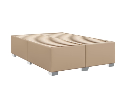 Cama box spring con colchón cuero sintético capuchino 140x190cm