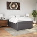 Cama box spring con colchón cuero sintético gris 140x200 cm