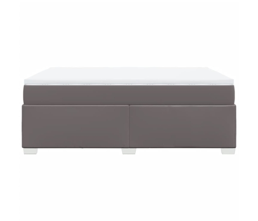 Cama box spring con colchón cuero sintético gris 140x200 cm
