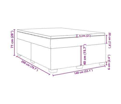 Cama box spring con colchón cuero sintético capuchino 140x200cm