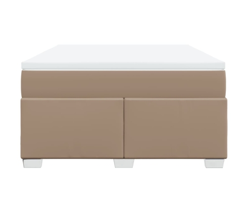Cama box spring con colchón cuero sintético capuchino 140x200cm